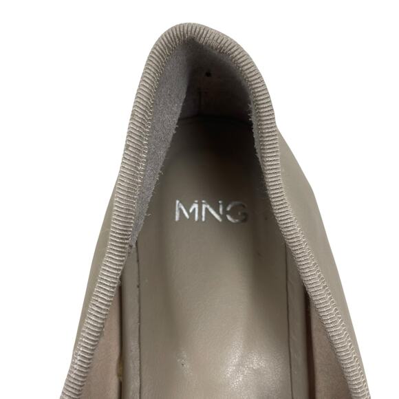 Mango MNG Leather Ballet Flats with Bow Detail Beige Size 38/US 7.5 - Picture 11 of 12